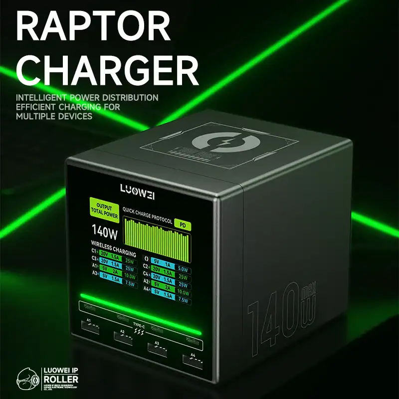 Cargador Multipuertos RAPTOR LuoWei LW-U1 140w Inalambrica